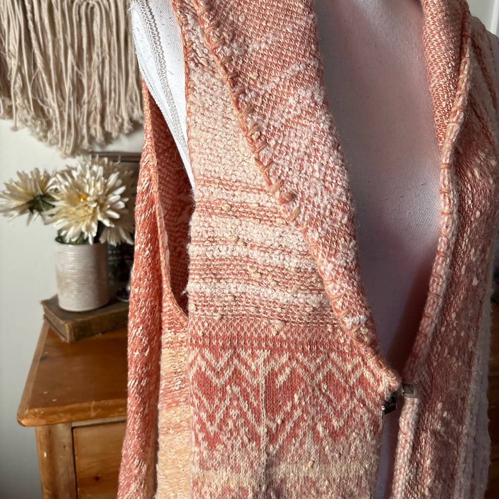 Free People Pink and Cream Textured Knit vest - Picture 2 of 6